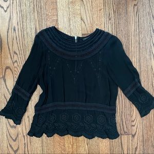 TOPSHOP Black Chiffon/Lace Top